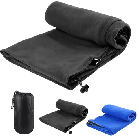 GHUAP Schlafsack Inlett Warm, Outdoor Camping Wandern Umschlag Tragbare Polar Fleece Anti-Pilling Schlafsack (Grau)