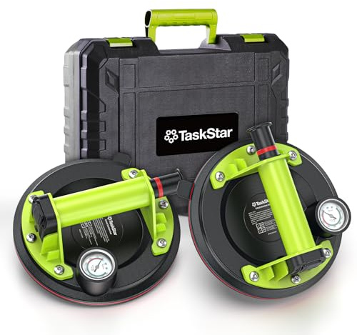 TaskStar 2 Piezas Ventosas para Azulejos, Carga máxima de 200KG, Ventosas para Cristal de Alta Resistencia para contratistas, alicatadores, instaladores de Piedra y Aficionados al Bricolaje.