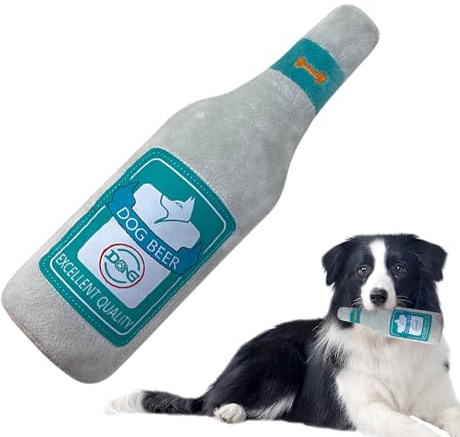 WEITING Jouets pour Chien Qui Couinent | Jeu Interactif Forme Bouteille de Vin | Jouet À Mâcher en Peluche | pour L'Éducation Chiot Anti-Ennui Mâchonnement Intérieur Extérieur Caisse Enrichissement