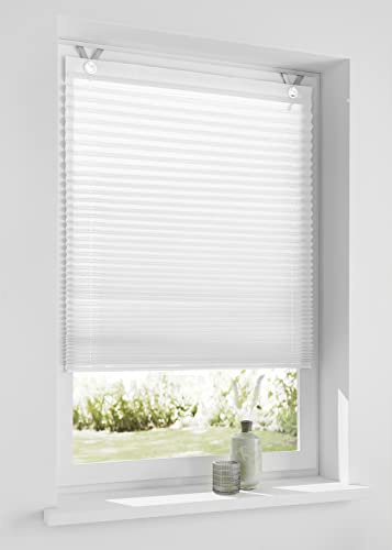 Kutti Tenda plissettata Riva bianca, 80 x 210 cm, tenda avvolgibile senza fori, protezione solare e da sguardi indiscreti, montaggio senza attrezzi, semitrasparente, poliestere