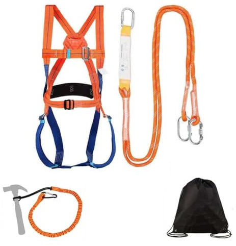 TONIJAWES Klettergurt, Befestigender Absturzsicherung Klettergute,Klettergeschirr Herren (Auffanggurte 1,8 m Lang mit Bandfalldämpfer) Reflektierende,Rucksack