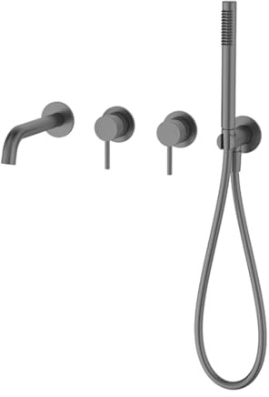 Badewannen Amaturen Wasserhahn Badewanne Mischbatterie Badarmatur mit Duschmischer Gun Gray Warm und Kaltwasserarmatur für Badezimmer Unterputz Badarmatur