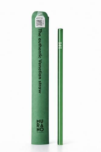 Cannuccia in Vetro di Murano Fatta a Mano – Artigianale Italiana, Riutilizzabile con Packaging, Idea Regalo Elegante per Cocktail (Verde, Spritz)