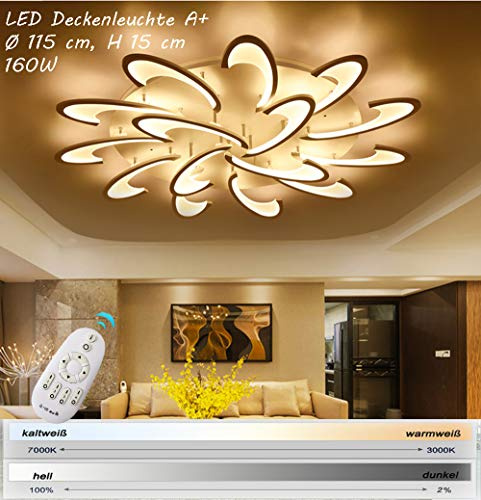 N2127-15FL LED Deckenleuchte mit Fernbedienung ist die Lichtfarbe/Helligkeit einstellbar A+LED Wohnzimmerleuchte Kronleuchte Pendelleuchte Deckenlampe Deckenstrahler LED Deckenleuchte (2127-15FL)