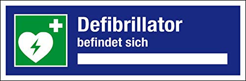 Aushang am Arbeitsplatz - Defibrillator befindet Sich - Kunststoff - 20 x 60 cm