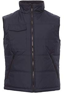 PAYPER Star Gilet Giacca da Lavoro Unisex Uomo Donna 100% Poliestere Chiusura Zip Retro Sagomato Imbottitura Trapuntata Colletto in Pile Blu Navy