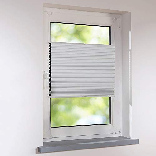 Sonnenschutz-HH - Plissee Duett Wabenplissee Universal verspannt 60 x 140 cm - Farbe Weiß - Thermo Verdunkelung zum Schrauben oder Klemmen - inkl. Klemmträger für Fenster und Türen