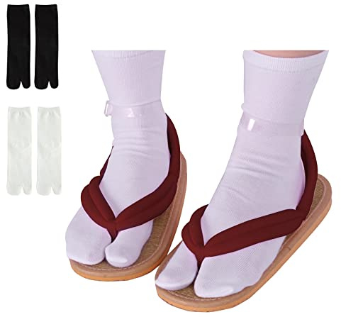 Anime Unisex Cosplay Clog Shoes Japanese Cosplay Prop Oshitari (9.5,Deep Red)