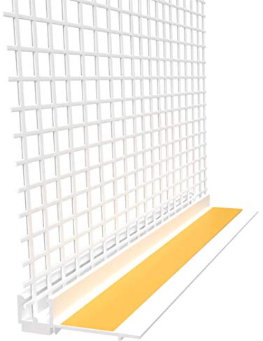 15 Profile Anputzleiste mit Gewebe, Schutzlippe und Abzugskante, 15x 2m = 30m für 6mm Putz Laibung Leibung Fensterleiste Apu Profil Dichtlippe