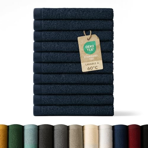 Blumtal - Set med 12 st - ansiktshandduk - tvättlapp - liten handduk - mjuk och absorberande - 100% bomull - Oeko-TEX® certifierad - mörkblå