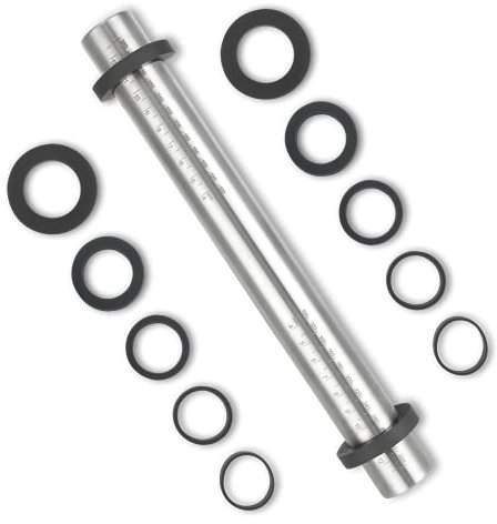 SUPER KITCHEN Rodillo Amasar de Acero Inoxidable, Rodillo Masa de Metálicos Rolling Pins con 5 Discos Ajustables Anillo Grosor, Accesorios de Horneado para Fondant Pastelería, Pastas, Pizza (35 cm)