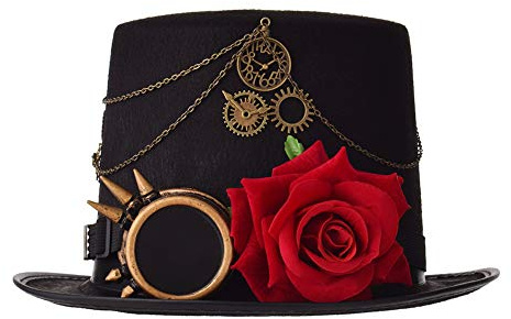 COSDREAMER Unisex Steampunk Zylinder Halloween Kostüm Hut mit Brille Schwarz