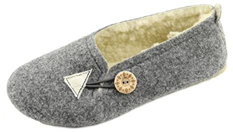 APREGGIO Chaussons Femme Feutre et Laine - Pantoufles Chaudes Semelle Caoutchouc - Tailles 40