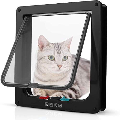 Cat Mate Cat Flap for UPVC & Wooden Doors - Microchip Activated, Large, Black