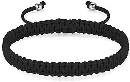 JENDEAR SHINE Bracciale in Corda Intrecciata da Donna Uomo, Ragazza Ragazzo Compleanno Amicizia Regali Gioielli Fatti a Mano, Rosso, Nero, Portafortuna