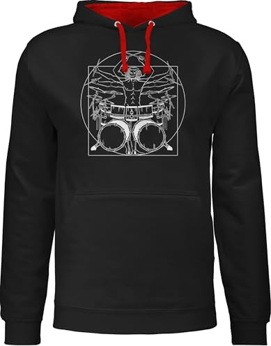Shirtracer - Pullover Herren Frauen Hoodie Kontrast zweifarbig - Musik Instrument Zubehör - Schlagzeuger Drummer Geschenk Schlagzeug