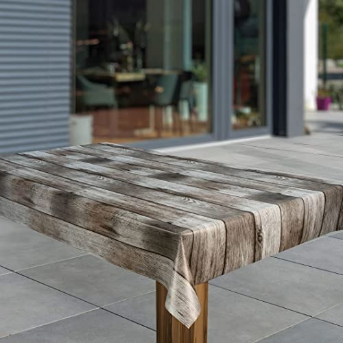 laro Wachstuch-Tischdecke Abwaschbar Garten-Tischdecke Wachstischdecke PVC Plastik-Tischdecken Eckig Meterware Wasserabweisend Abwischbar, Muster:Holzoptik l. braun, Größe:100x200