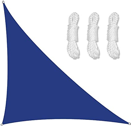 PRELGOSP Voile Dombrage Triangle Rectangle, Imperméable Voile Dombrage Triangulaire, Voile D'Ombrage de Bloc UV de 98% pour Jardin Terrasse Balcon,Bleu,3x3x4.3m