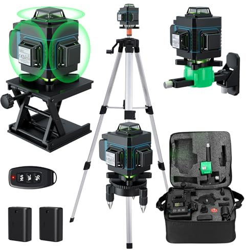 Laser-Nivelliergerät 360, Weytoll 4D 16 Linien 3° Laser Nivellierwerkzeug mit automatischer Nivellierfunktion mit 1,2 m höhenverstellbarem Stativ