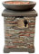 Gas Feuerstelle Feuerschale aus Stein Gasfeuerstelle Outdoor Gartenmöbel Gartenkamin Garten Terrasse Terrassenmöbel Propangas Heizgerät Lavagestein Basalt Rauchlos Gasregler mit Wasserdichte Abdeckung