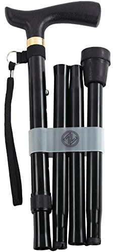 Extra Long Crutch Handle Folding Walking Stick - Black