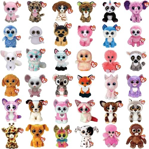 Ty - Sortiment 5 Beanie Boo's Plüschtiere 15 cm - Die weichen Puppen mit großen glitzernden Glitzeraugen - Zufällige Auswahl - Keine Doppel