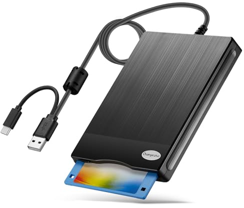 Floppy Disk Reader 3.5 inch USB Floppy Disk Drive External 3 1/2 Floppy disc Reader Portable Floppy Diskette Drive USB C for PC Laptop Notebook Computer with Windows 11/10(Plane Texture, 3.5 Inch)
