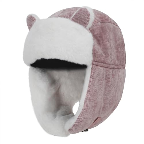 Chapka Enfant à Oreilles Mignonnes Chapeau d'hiver pour Enfant Garçon Fille Bonnet Chaud et Coupe Vent pour Vélo Ski et Sports en Plein Air