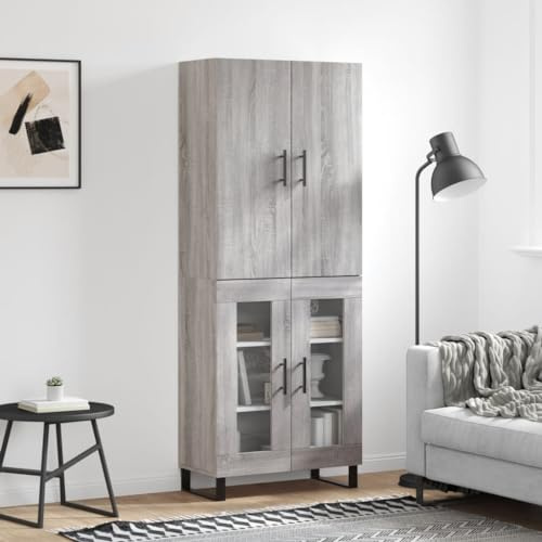 ZEYUAN Highboard grå Sonoma 69,5 x 34 x 180 cm trämaterial, skänk, vardagsrum, sovrum byrå, bokskåp, vardagsrumsskåp, högskåp, vardagsrumsskåp – 3195761