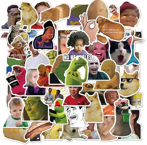 100er Set Lustige Meme Aufkleber für Laptop - Wasserdichte Vinyl Sticker für Kinder, Teens & Erwachsene - Perfekte Deko für Wasserflaschen, Scrapbook, Skateboard & Auto