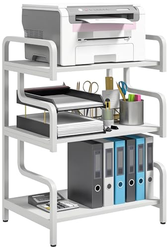 HOMCOM Support d'Imprimante à 3 Niveaux Meuble Imprimante 55x40x77cm Blanc