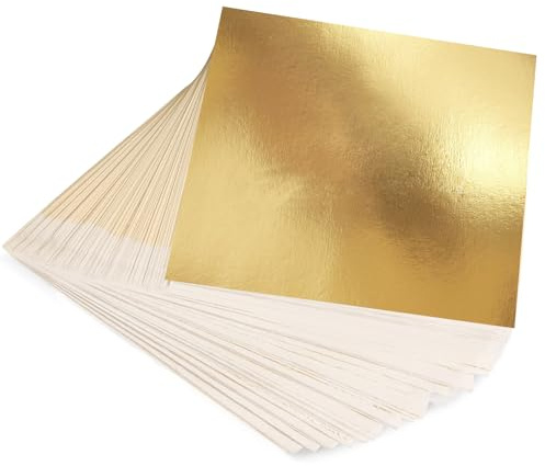 Gold Leaf Sheets - 100 Gold Foil Sheets - 8 x 8.4 cm Multipurpose Gold Leaf for Art, Gilding, Crafting, Paintings, Home Furniture Decoration, Nail & DIY Arts Projects