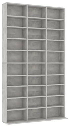 Standregal Bücherregal mit 30 offene Schrank Wand stehend für CDs, DVDs, Raumteiler Deko Regal Ständer oder Vitrine für Sammlungen und Hobby Betongrau 102x16x177,5 cm Holzwerkstoff