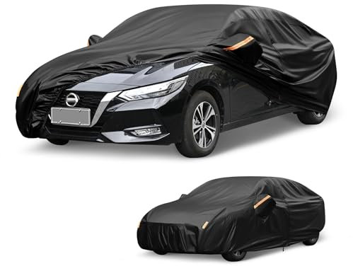 Car Cover Waterproof 10 Layers, Outdoor Full Car Cover Universal Fit for Ford Fusion,Audi A4/5,Mazda 6, Toyota Camry Etc. 470-490CM, Fit Saloon Thickened for Autumn/Winter