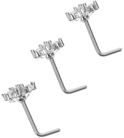 LIFKOME Lot de 3 Bijoux de Piercing au Nez en Acier Inoxydable Argenté, Motif Étoile, Confortables et Polyvalents pour Femmes