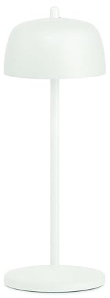 Zafferano, Lampada Circe, Lampada da Tavolo Ricaricabile e Senza Fili con Controllo Manuale, Adatta per Interni ed Esterni, Dimmer, 2200-3000 K Bianco Dinamico, Altezza 30 cm, Colore Bianco