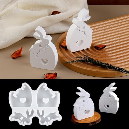 EPODA Silikonform Osterhase, Ostergießform mit niedlichen Hasen-Designs, ideal für Osterdeko