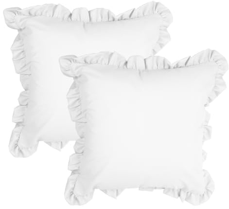 MiOYOOW Kuddfodral med volang, 2 st kuddöverdrag 45 x 45 cm dekorativt kuddöverdrag för dekoration i hemmet soffa och soffa