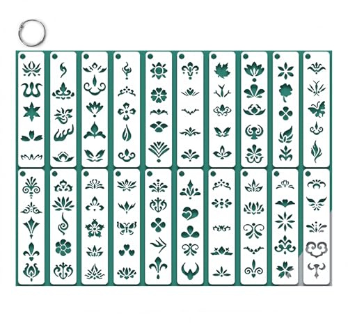 CZAKOMIX 20 plantillas de pintura reutilizables para rostro y cuerpo – Perfecto para pintura facial,Tatuajes temporales y proyectos creativos Plantillas de textura para pintar creatividad plantilla de