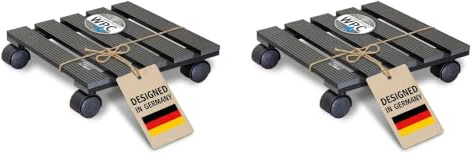 WAGNER Pflanzenroller WPC 29 x 29 x 8 cm I Blumenroller für Außenbereich + Innenbereich I Kübelroller aus FSC® Wood Plastic Composite, anthrazit I Tragkraft 60 kg - 20050001 (Packung mit 2)