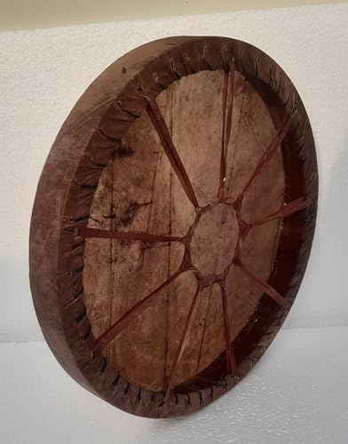 Tamburo sciamanico da 56 cm, suono morbido e profondo, tamburo in pelle di bufalo di colore marrone, fatto a mano sciamanico, percussioni, meditazione yoga, celebrazione eventi + battente, martello