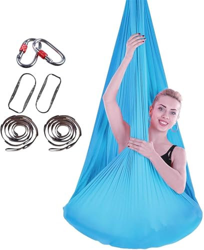 PRMTYUP Aerial-Yoga-Handtuch-HäNgematte, Yoga-Vertikaltuch, Yoga-Handtuch Zum AufhäNgen, Aerial-TüCher, Aerial-Yoga-Handtuch Aus Nylon Mit MetallbeschläGen, FüR Erwachsene,008,5 * 2.8M