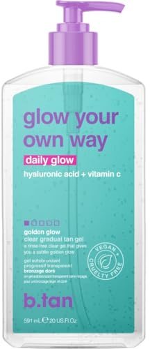 b.tan Clear Gradual Self Tanner Gel | Glow Your Own Way, Daily Use - Best Everyday Dark Sunless Tanning Moisturizer, Transfer Free, Bronze Extender, No Fake Tan Smell, 591 ml