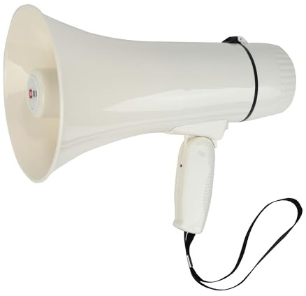 B S 30W Megaphones Bullhorn with with 240 Seconds Recording,Voice Siren for Indoor Outdoor Activities,White