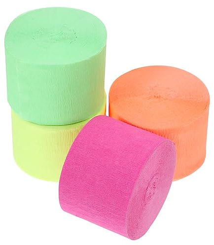 LABRIMP 4 Serpentinas Fluorescentes para Fiesta Rosa Amarillo Decoración para Cumpleaños Bodas y Fiestas con