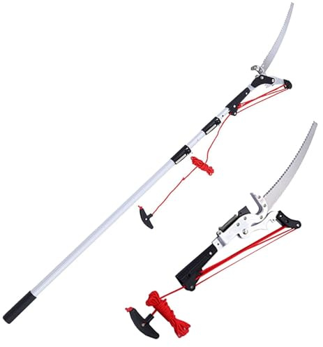 high Branch Saw， Professional Telescopic Tree pruners with SK5 Cutting Blade Pole Saw Lopper Long Reach Pole Pruning Saw.(5m/16.4ft,5m/16.4ft)