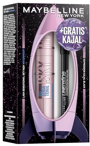 Maybelline New York XMAS Set Sky High Waterproof Black Mascara & Expression Kajal Eyeliner 33 Black