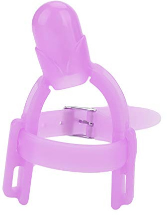 2 colori regolabile succhiare il pollice per la protezione del dito silicone morso per bambini neonati (Viola)