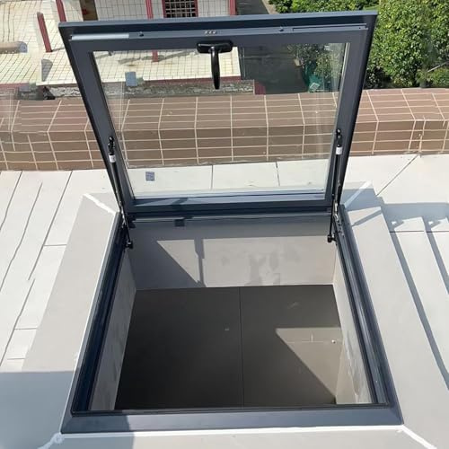 OAKVYNE Skylight Fenster Aus Aluminiumlegierung, Dachfenster Mit Doppelschichtigem Isolierglas, Für Dachboden/Sonnengarten, Maßgeschneiderte Größe, Geneigtes Oder Flaches Dach(60x55cm/23.6x21.7in)