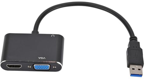 YUEHISY Cable Adaptador USB a VGA HD 1080p USB 3.0 a VGA Convertidor para Mac Portátil Negro